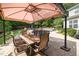 Outdoor patio with dining area and pool view at 101 Quarryrock Rd, Holly Springs, NC 27540