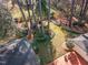 Overhead view of backyard, showing landscaping and property lines at 2801 Chelsea Cir, Durham, NC 27707