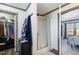 Bathroom with walk-in shower and view of bedroom at 5724 Walters Ln, Burlington, NC 27217