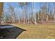 Wooded backyard with a patio and grassy area at 163 Royal St, Fuquay Varina, NC 27526