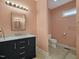 Bathroom features vanity with marble top and toilet at 330 Ellis Stewart Ln Ln, Cameron, NC 28326