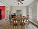 Dining room with hardwood floors, table, chairs and ceiling fan at 330 Ellis Stewart Ln Ln, Cameron, NC 28326
