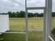 View from a screened patio showing expansive green space with a tree line in the distance at 3854 Well Fleet Drive, Fuquay Varina, NC 27526