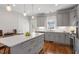 Well-lit kitchen with white countertops, gray cabinetry, and a large center island at 700 Coleman St, Raleigh, NC 27610