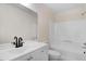 Clean bathroom with a tub, toilet and vanity at 8179 Highway 39, Middlesex, NC 27557