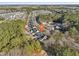 Aerial view of house, highlighting its location within a residential neighborhood at 5809 Neuse Wood Dr, Raleigh, NC 27616
