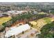 Aerial view showing schools, athletic fields, pools, and parking lots at 5920 Whittier Dr, Raleigh, NC 27609