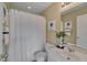 Clean bathroom with a shower and updated vanity at 7860 Silverthread Ln, Raleigh, NC 27617