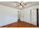 Bedroom featuring hardwood floors and ceiling fan at 1113 W Mount Dr, Rocky Mount, NC 27803