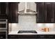 Close up of the kitchen featuring stainless steel appliances and white backsplash at 1141 Barley Stone Way, Raleigh, NC 27603