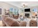 Cozy living room featuring comfortable seating, a fireplace, and plenty of natural light for relaxation and entertainment at 130 Daniel Farm Dr, Benson, NC 27504