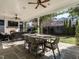 Stylish covered patio with stone flooring, an outdoor dining area, and a comfortable lounge with a fireplace at 1324 Brooks Ave, Raleigh, NC 27607
