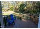Deck with two blue chairs overlooking a wooded backyard at 248 Southgate Dr, Garner, NC 27529