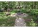 Outdoor fire pit area with gravel, seating, and a peaceful wooded backdrop for entertaining at 326 W Bywood Dr, Durham, NC 27712