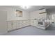 Basement kitchenette with white cabinets and appliances at 420 Nelson St, Durham, NC 27707