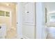 Clean bathroom with a bathtub and linen closet at 713 Hudson Ave, Durham, NC 27704