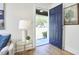 Bright entryway with navy blue door and glass sidelights at 713 Hudson Ave, Durham, NC 27704