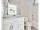 Clean bathroom with single vanity, toilet and bathtub at 7723 Barefoot Rd, Fuquay Varina, NC 27526