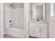 Simple bathroom with single vanity and shower/tub combo at 7723 Barefoot Rd, Fuquay Varina, NC 27526