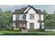 Two-story farmhouse style home with white siding, gray accents, and landscaping at 802 Tyrrell Rd, Raleigh, NC 27609