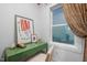 Bright home office with a green desk, patterned curtains, and natural light at 930 Allen Pk Dr, Raleigh, NC 27604