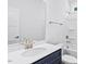 Bathroom featuring a single sink vanity, a mirror, and a shower with a bathtub at 0 Cedar Grove Church Rd Rd, Roxboro, NC 27574
