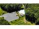 Aerial shot of community pool surrounded by mature trees, a parking lot and landscaping at 1000 W Landing Dr, Sanford, NC 27330
