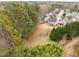 Aerial view of a large backyard surrounded by mature trees at 12420 Tetons Ct, Durham, NC 27703