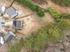 Aerial view of home with solar panels and fenced backyard at 12420 Tetons Ct, Durham, NC 27703