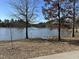 Exterior view of the calm lake in the community, perfect for enjoying nature and peaceful scenery at 203 Anniston Ct, Cary, NC 27519