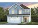 Two-story house with gray siding, white garage door, and landscaping at 2919 Huxley Way, Apex, NC 27502