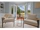 Cozy sitting area with French doors opening to a patio and backyard at 4532 Malvern Rd, Durham, NC 27707
