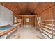 View of a shed interior featuring a peg board, workbench, and ample shelving for organization and storage at 5232 Guess Rd, Durham, NC 27712