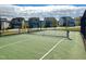 Green pickleball court with white lines and surrounding homes visible at 621 Leland Hl Cir, Zebulon, NC 27597