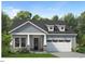 Attractive craftsman style home with gray siding, stone accents, and a two-car garage at 632 Gainer Dr # 19, Raleigh, NC 27610