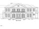 Detailed front elevation blueprint with classic columns, shutters, and a symmetrical design at 945 Wilbon Rd, Holly Springs, NC 27540
