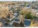 An aerial view showcases this home and its proximity to the surrounding neighborhood at 107 Bond St, Durham, NC 27707