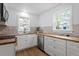 Bright kitchen featuring wood countertops, a modern dishwasher, and hexagonal tiling at 2001 Rolesville Rd, Wake Forest, NC 27587