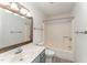 Bathroom featuring a modern vanity and a tub and shower combination at 25 Sandstone Ridge Dr, Durham, NC 27713