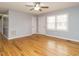 Bright living room with hardwood floors and a ceiling fan for added comfort at 3700 Dinkens Dr, Sanford, NC 27332