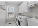 Bright laundry room with ample storage, modern appliances, and a convenient utility sink at 6016 Heatherstone Dr, Raleigh, NC 27606