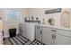 Convenient laundry room includes washer, dryer, storage cabinets and granite countertop at 612 W Chisholm St, Sanford, NC 27330