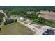 An aerial view showcases a charming neighborhood with neatly lined homes surrounded by vibrant green trees and grass at 83 Nottoway Lane, Wendell, NC 27591
