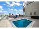 Rooftop hot tub and lounge area with comfortable seating and lift for residents with stunning city views at 110 N Corcoran St # 2304, Durham, NC 27701