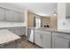 Modern kitchen with granite countertops, stainless steel appliances, and gray cabinets at 172 Great Gln, Rocky Mount, NC 27804
