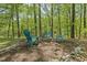 Backyard with a charming fire pit and Adirondack chair seating at 209 Democracy Pl, Apex, NC 27523
