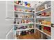Well-organized walk-in pantry with abundant shelving for optimal storage at 227 Beech Slope Ct, Chapel Hill, NC 27517