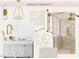Bathroom design featuring gold fixtures, shower with tile surround, and white vanity with marble countertop at 364 Brook Green Ln # 29, Pittsboro, NC 27312