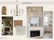 A design board with fireplace and mantle samples with lighting and wood flooring selections at 364 Brook Green Ln # 29, Pittsboro, NC 27312
