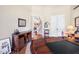 Well-appointed office featuring classic furniture and a view of the home's foyer at 43 New Rhododendron, Chapel Hill, NC 27517